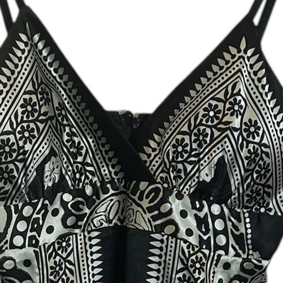 Vtg Smart Set Satin Babydoll Camisole • Black Cream Handkerchief‎ Milkmaid Sz L - Picture 2 of 5